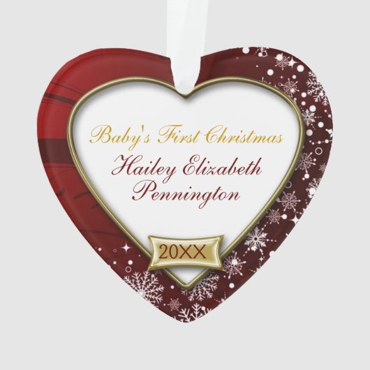 Red/Snowflakes 1er Noël du bébé (dos)