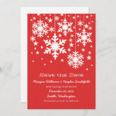 Red Snowflakes et Stars Save the Date Invitation (Devant / Derrière)