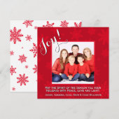 Red Snowflakes kerst Joy Holiday Fotokaart (Voorkant / Achterkant)