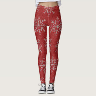 Red Snowflakes kerstkeuker Knit Pattern Leggings