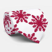 Red Snowflakes Kerstmis 9 Pattern Mannen Stropdas (Opgerold)