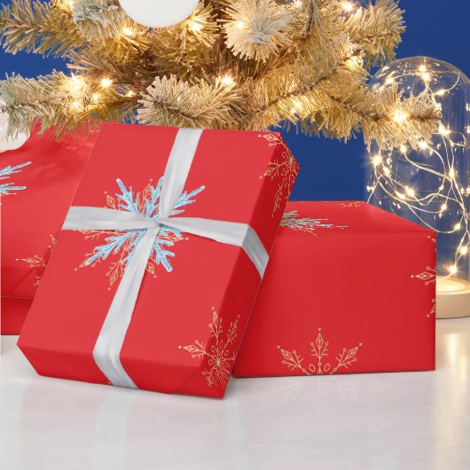 Red Snowflakes Merry Christmas Script with 2026 Wr Cadeaupapier (Feestdagen)