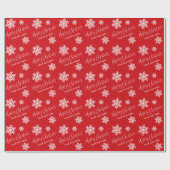 Red Snowflakes Merry kerstscript aangepast Cadeaupapier (Vlak)