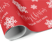 Red Snowflakes Merry kerstscript aangepast Cadeaupapier (Rol Hoek)