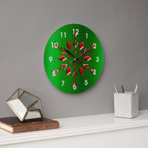 Red Snowflakes op groene kerst Grote Klok