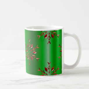 Red Snowflakes op groene kerst Koffiemok