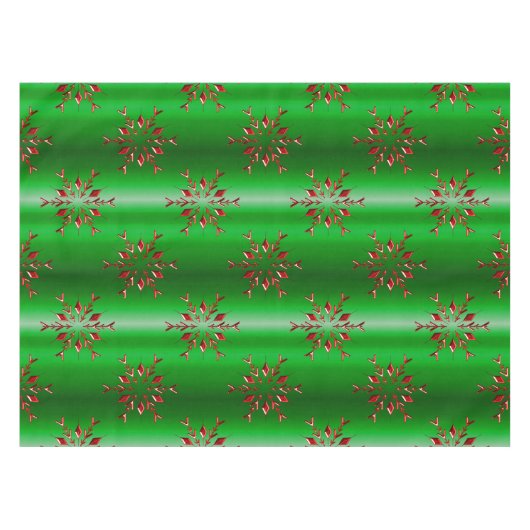 Red Snowflakes op groene kerst Tafelkleed (Voorkant (Horizontaal))