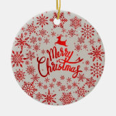 Red Snowflakes Reindeer Joyeux ornement de Noël (Devant)