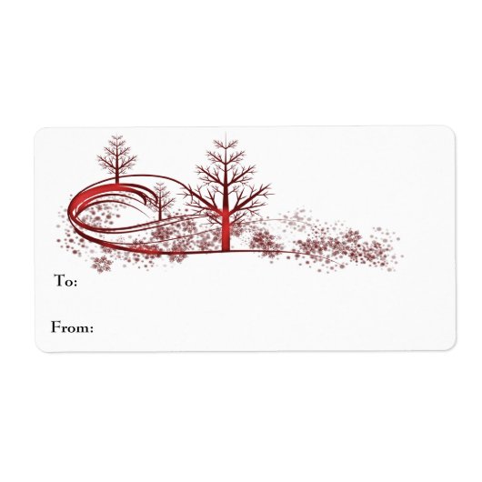 Red Snowflakes Tree Label (Voorkant)