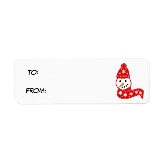 Red Snowman Gift Label Label (Voorkant)
