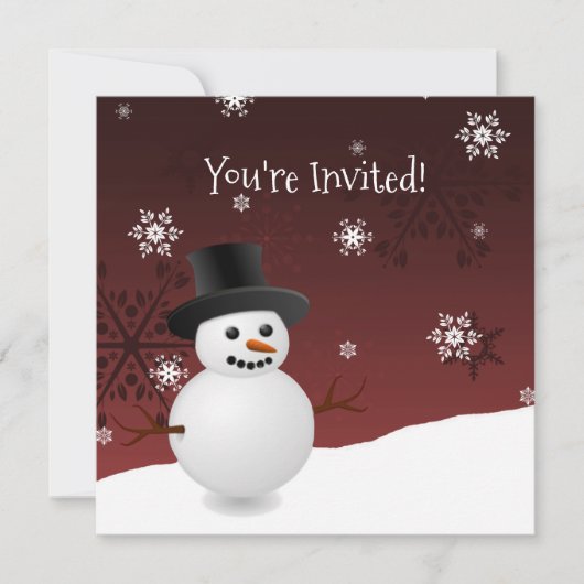 Red Snowman hiver scène Noël Invitation (Devant)