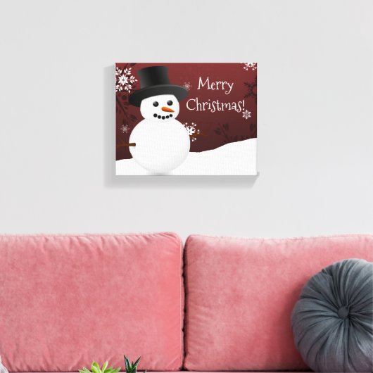 Red Snowman hiver Scène Noël toile Imprimer (Insitu(Salon))