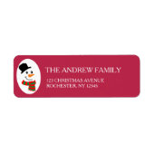 Red Snowman Kerstmis Adres Etiket (Voorkant)