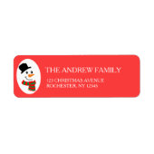 Red Snowman Kerstmis Adres Etiket (Voorkant)