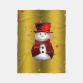 Red Snowman op Gold Kerstmis Fleece Deken (Voorkant)