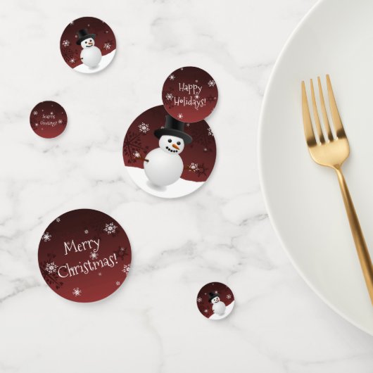 Red Snowman scène d'hiver Noël Confetti (Groupe)