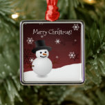 Red Snowman scène d'hiver ornement en céramique<br><div class="desc">Ajoutez une touche de fantaisie à votre sapin de Noël cette saison de fêtes avec un ornement en céramique Red Snowman Winter Scene. Le design ornemental présente un bonhomme de neige heureux dans une scène hivernale enneigée contre un arrière - plan rouge orné de flocons de neige de couleur assortie....</div>