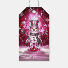 Red Snowman Snowflakes Holiday Gift Tag Cadeaulabel