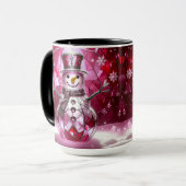 Red Snowman Snowflakes Holiday Mug Mok (Voorkant links)