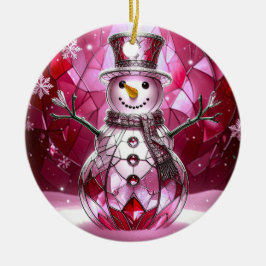 Red Snowman Snowflakes Holiday Ornament