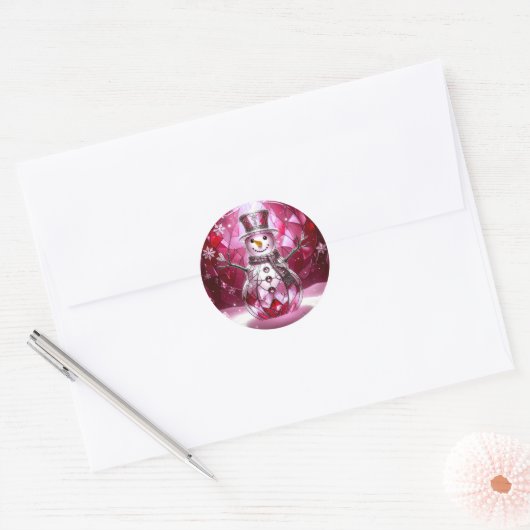Red Snowman Snowflakes Holiday Sticker (Envelop)