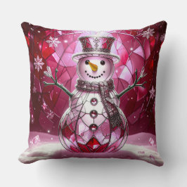 Red Snowman Snowflakes Holiday Throw Pillow Kussen