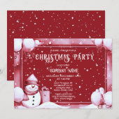 Red Snowman Snowy Kerstfeest Vakantie Kaart (Voorkant / Achterkant)