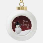 Red Snowman Winter Scene omwoeld Ornament (Voorkant)