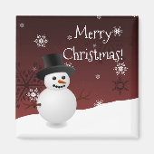 Red Snowman Winter Scenery kerstmagneet Magneet (Voorkant)