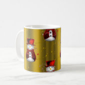 Red Snowmen op Gold Koffiemok (Voorkant links)
