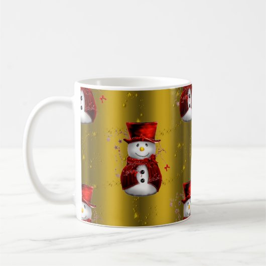 Red Snowmen op Gold Koffiemok (Links)