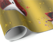 Red Snowmen op gouden kerst Cadeaupapier (Rol Hoek)