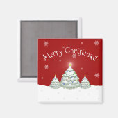 Red Snowy kerstboom Magnet Magneet (Voorkant / Achterkant)