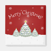 Red Snowy kerstboom Magnet Magneet (Voorkant)