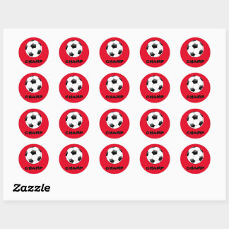 Red Soccer Champ Stickers