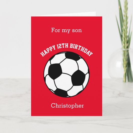 Red Soccer Sport 12e carte d'anniversaire (Devant)