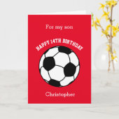 Red Soccer Sport 14th Birthday Card Kaart (Gele Bloem)
