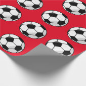 Red Soccer Sports Wrapping Paper Cadeaupapier (Hoek)