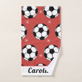 Red Soccer style Noël Ball & Snow Kids Nom (Serviette à main)