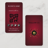 Red -Social Media QR Code Carte de visite (Devant / Derrière)