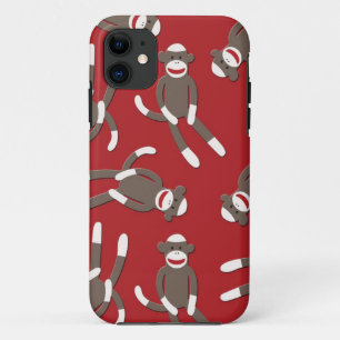 Red Sock Monkey Print iPhone 11 Hoesje