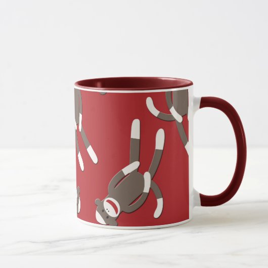 Red Sock Monkey Print Mok (Rechts)