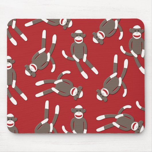 Red Sock Monkey Print Muismat (Voorkant)