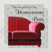 Red Sofa Damask Housewarming Party Kaart (Voorkant / Achterkant)