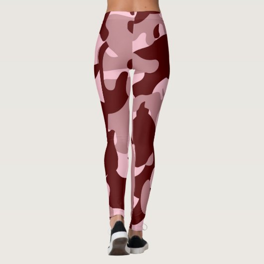 Red Soft Rose Wine Camouflage Leggings (Dos)