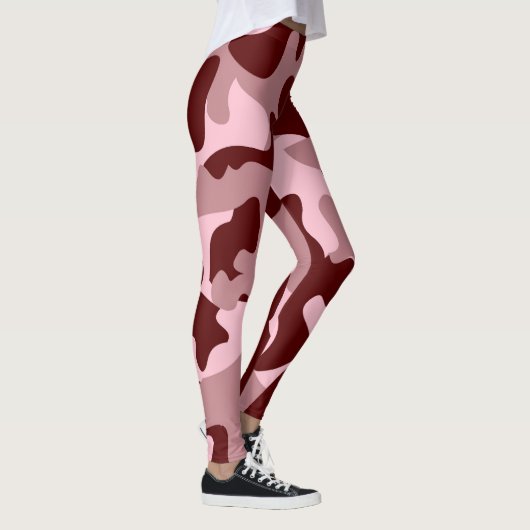 Red Soft Rose Wine Camouflage Leggings (Droite)