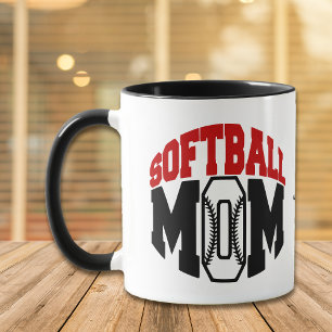 Red Softball Ma Gepersonaliseerd Mok
