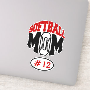 Red Softball Mam Contour Sticker
