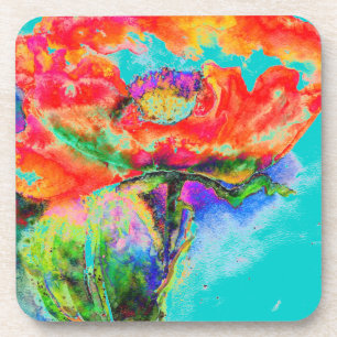 Red Solar Poppy - blauw Bier Onderzetter