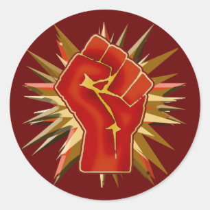 Red Solidarity Fist om je aan te passen op Tshirts Ronde Sticker